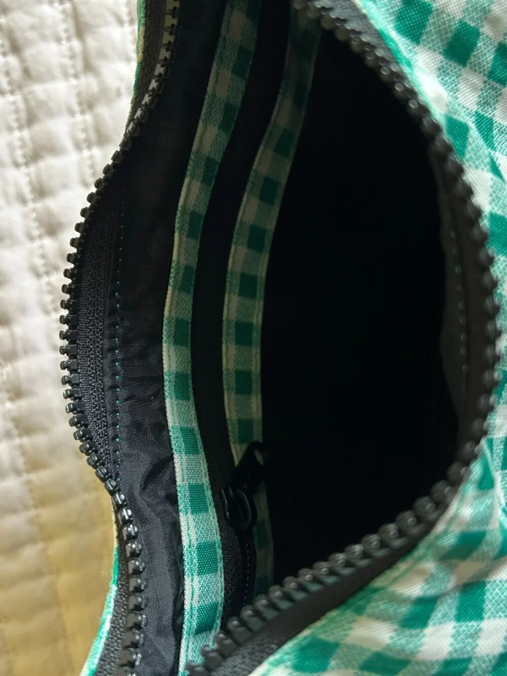 Mini Nylon Shoulder Bag in Green Gingham - Picture 5 of 5